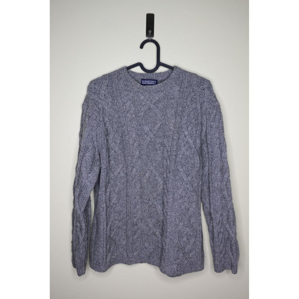 Gray Womens Lands End 100% Wool Sweater Sz S 6-8